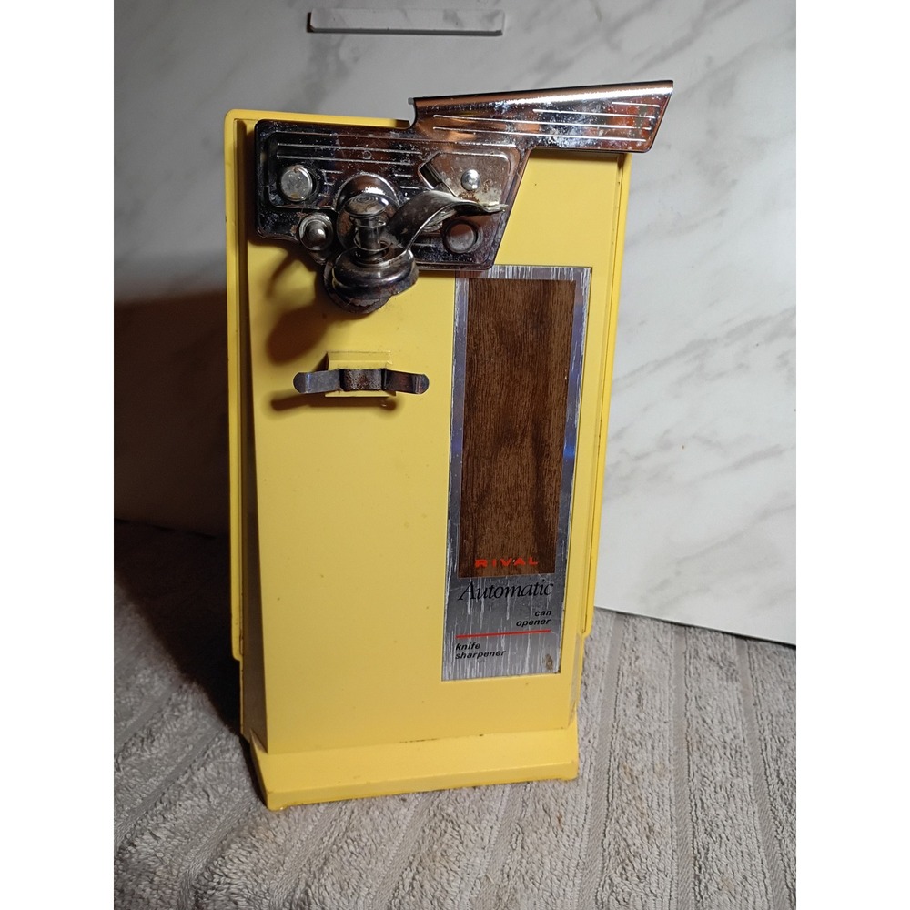 Vintage Rival Automatic Electric Can Opener Knife Sharpener Harvest Yellow Retro